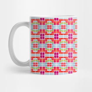 Red and Blue Mosaic Tiles Pattern Mug